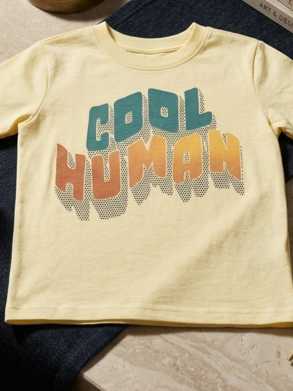 Garanimals Pale Yellow Tee with Teal, Orange & Rust Graphic